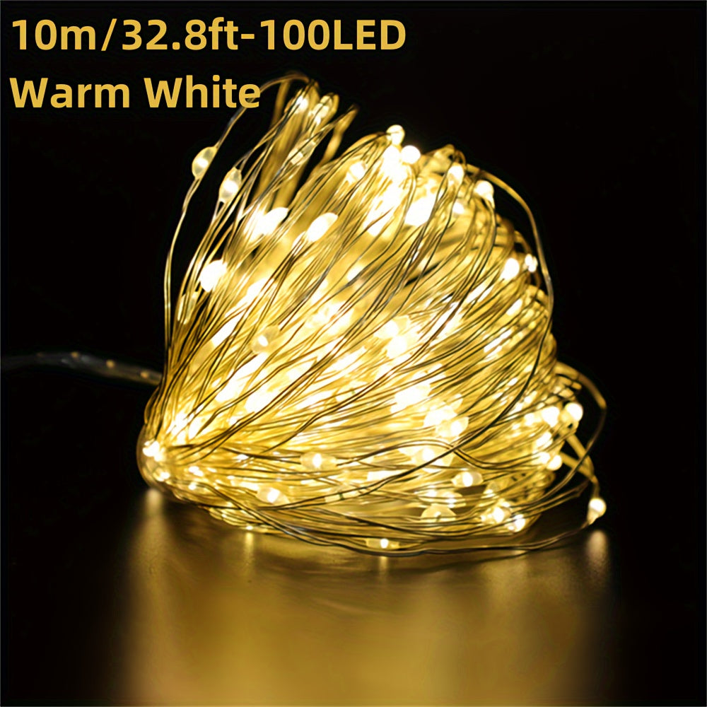 1pc, LED USB Fairy Lights, USB Powered Copper Wire Garland String Lights for Home Wall Room Holiday Party Wedding Festival Indoor Bedroom Table Ramadan Halloween Christmas Decoration, Best for Christmas