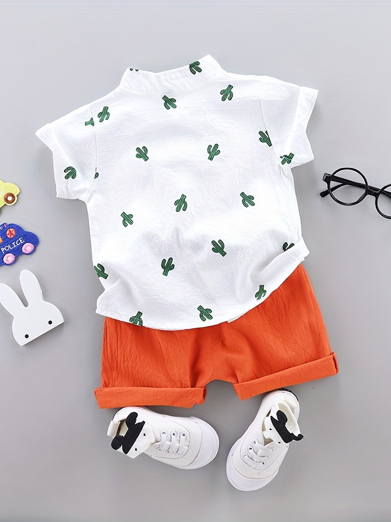 Kids' Cotton Dinosaur Print Shirt & Shorts Set for Summer