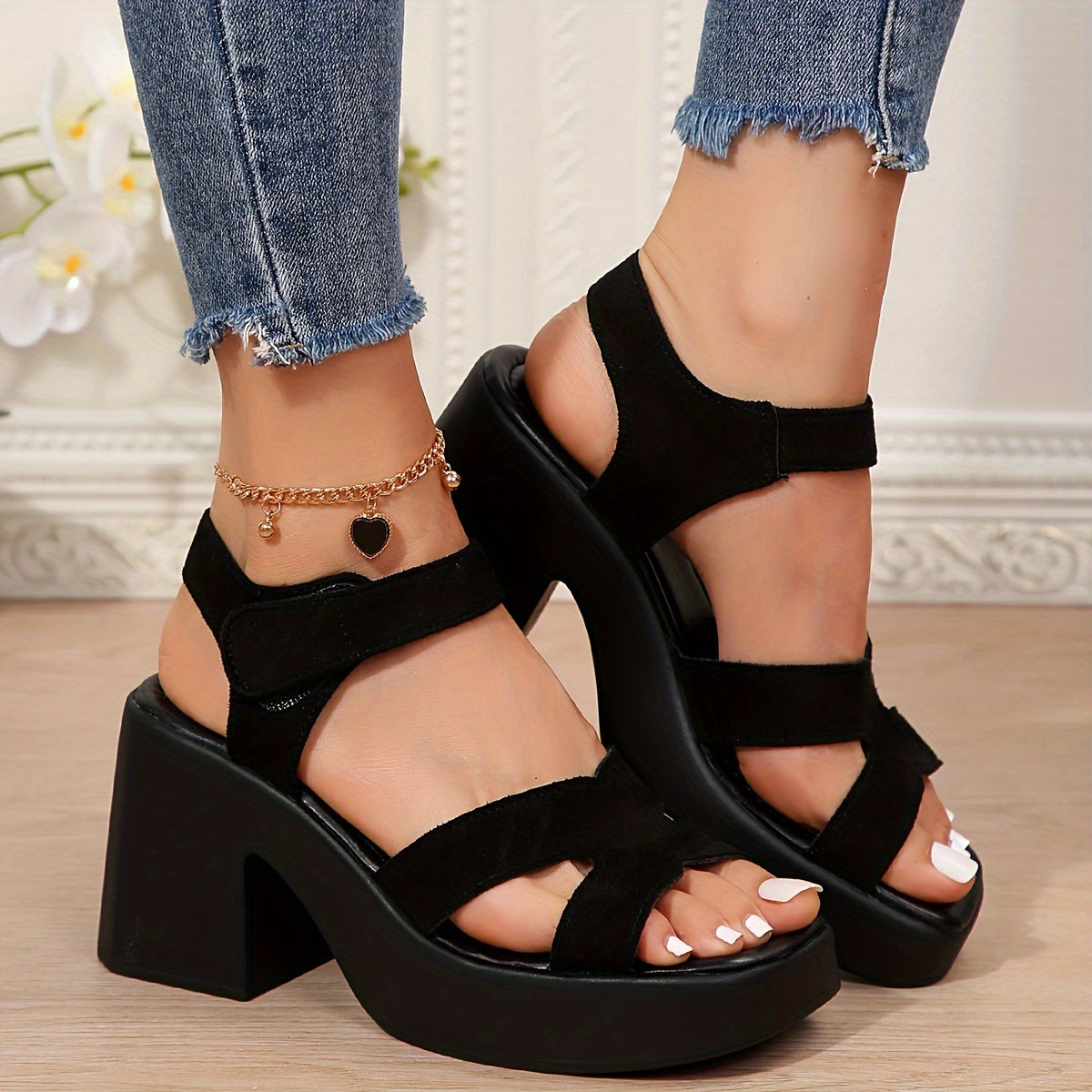 Women’s High Heel Wedge Sandals with Hollow-Out Platform