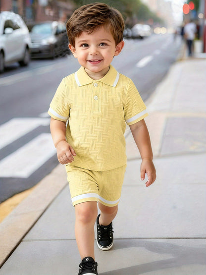 Baby Boy Summer Polo Collar Top & Pants Casual Set