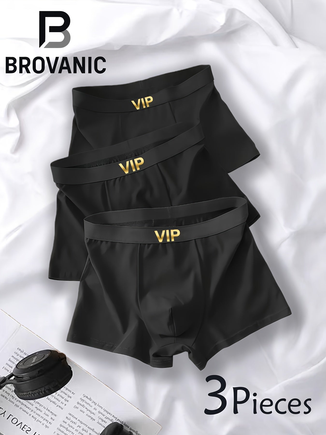 Men's 3-Pack Solid Color Briefs with Letter Waistband