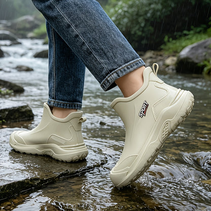 Men's All-Season PVC Ankle Rain Boots for Outdoor Use