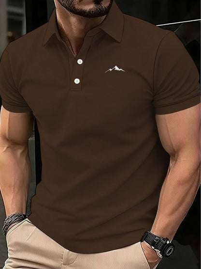Men's Slim Fit Polo Shirt with Geometric Print, Stretch Knit