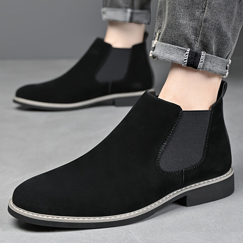 High-End Business Men'S Chelsea Boots, Pointed Elastic Ankle Boots, Slip-Resistant And Wear-Resistant Formal Shoes, British Style Slip-On Loafers, Suitable for Both Work And Casual Wear.
