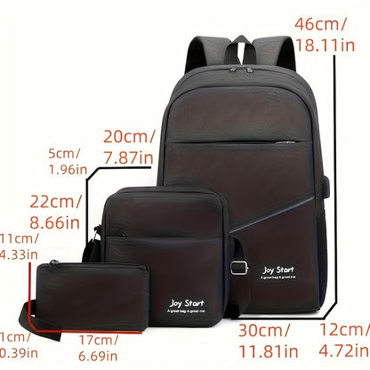 Business Laptop Backpack Business Charging Large Capacity Casual Three-Piece Set Bag