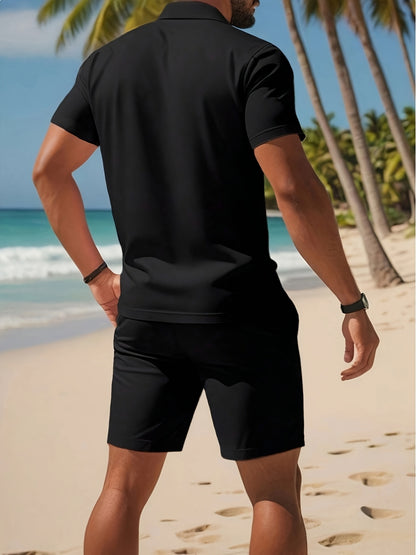 Men's Summer Casual Polo Collar Short Sleeve Set