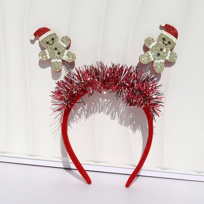 1pc Women's Elegant & Cute Deer Headband with Glittery Antlers, Pink Bow & -like Beads - Pastel Pink Soft Hair Band for Christmas Party, New Year's Eve, Casual Attire - Comfortable Hair Accessory for Women & Teens