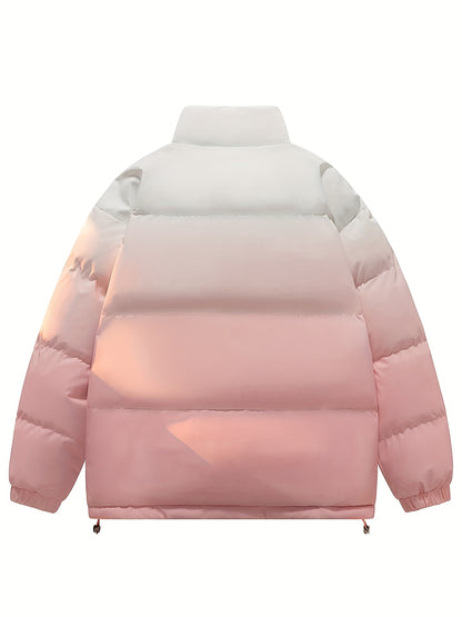 Տղամարդու գունային բլոկներով կարված բաճկոն - հարմարավետ բրդյա ծածկույթով ձմեռային բաճկոն՝ կանգնած օձիքով, կայծակաճարմանդով և բազմաթիվ գրպաններով՝ ամենօրյա հագուստի համար, ձմեռային բաճկոն, հաստ