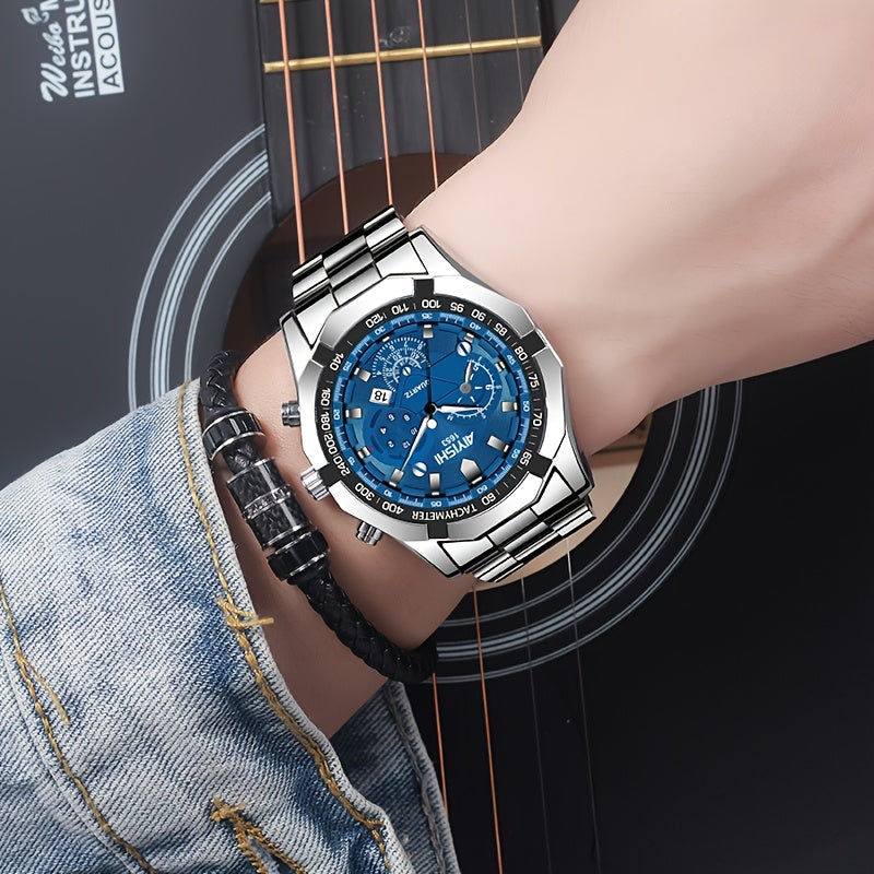 AIYISHI Men's Luxury Business Quartz Watch | | Luminous Hands & Markers | Date Display | Zinc Alloy Case and Band | Analog Dial with Subdials | Ideal for Professional Gifting