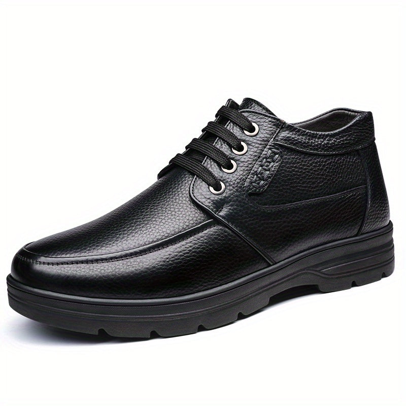 Men's Comfortable Lace-up Oxford Dress Shoes, Warm Fur Lined Business Casual Walking Shoes with Cushioned Insole and Thick Sole for All-Day Comfort