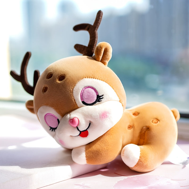 2 եղջերուի տեսքով փափուկ խաղալիքների հավաքածու | Սիրուն կենդանիների դիզայն, հիանալի է Սուրբ Ծննդյան, Հելոուինի, Վալենտինի օրվա, Շնորհակալության օրվա և ծննդյան օրերի համար նվեր մատուցելու համար