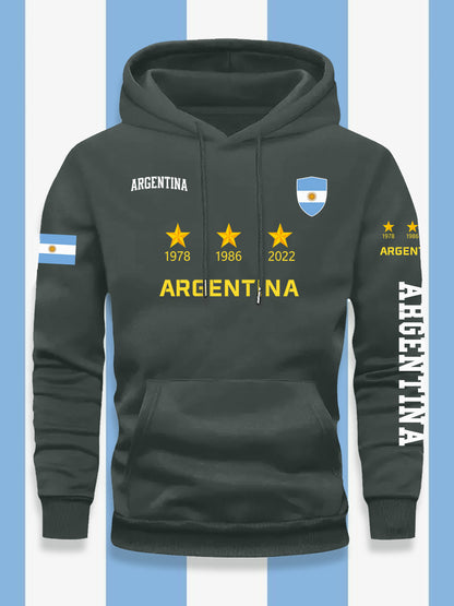 Men's Argentina Flag Hoodie - Casual Loose Fit Pullover