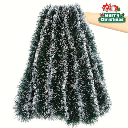 5pcs 200.0 cm Elegant Metallic Wire Garland - Plastic Christmas Party Decorations - Festive Green and White Stripes for Holiday Tree Trimming - Thanksgiving/New Year Decorations - No Electricity Required