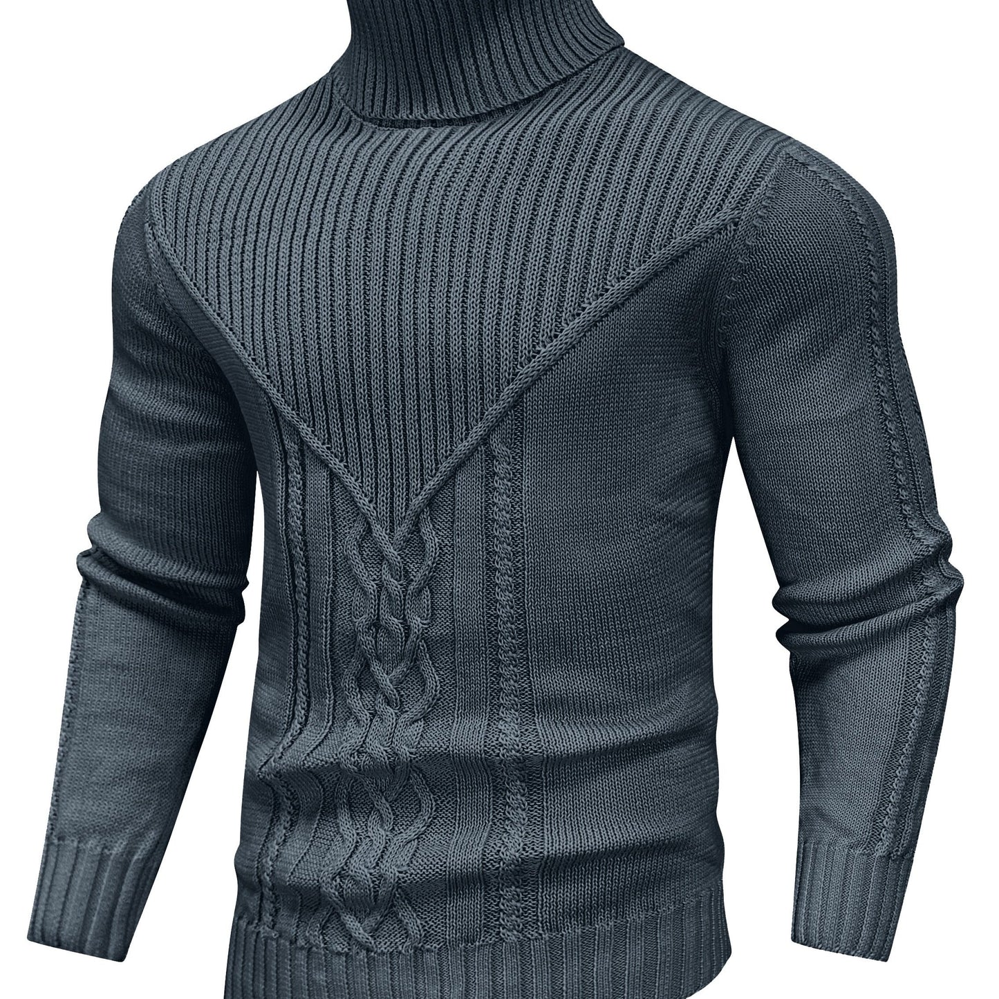 Men'S Casual Winter High Neck Turtleneck Sweater | Black Solid Color, Medium Stretch Fabric, Regular Fit, Hand Wash Only, Sleek Knitwear, Long Sleeve, Rib-Knit Detail