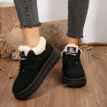 Women'S Winter Boots - Cozy Fleece-Lined Non-Slip Platform Ankle Boots with Lace-Up Closure, Round Toe & Flat Sole for Outdoor Comfort, Casual Winter Footwear, Durable Rubber Sole, Warm Fleece Lining, Y Terrain, Stylish Footw