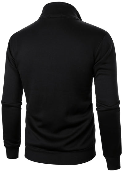 Men'S Heavyweight Thermal Zip-Up Sweatshirt - Thick Winter Pullover with Stand-Up Collar, Full-Zip Front Closure & Side Pockets - Cold Weather Outerwear for Everyday & Formal Wear - Black (Non-Bulky Warmth), Winter Sweater, C