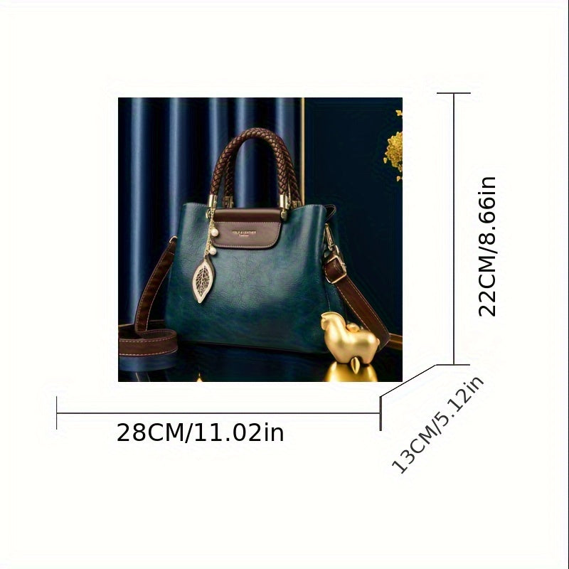 Women's Royal Blue PU Handbag with Detachable Adjustable Strap