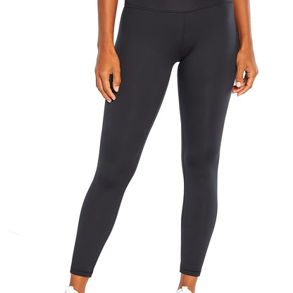 Women's High-Waisted Cropped Sports Leggings, Polyester & Spandex Blend, Solid Color, High Stretch, Knit Fabric, for All-Season Yoga Fitness Pants, Yoga Pants