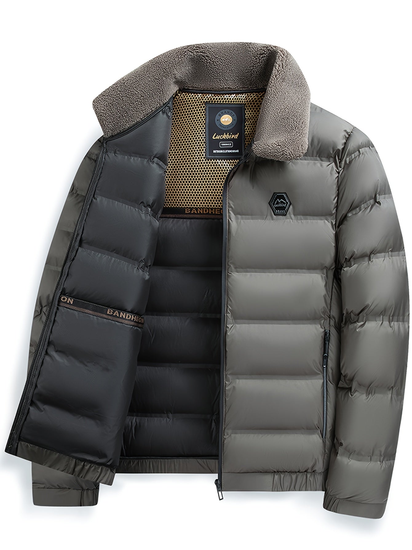 Men'S Heavyweight Winter Jacket - Thermal Insulated Coat with Zipper Closure, Slim Fit Formal & Casual Outerwear in Dark Green/Blue, Polyester-Lined Cold Weather Jacket for Everyday & Special Occasions, Winter Coats, Seasonal