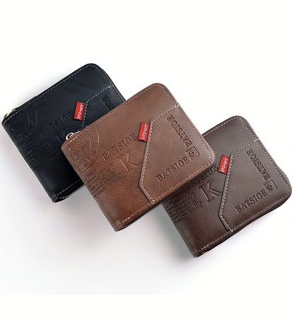 1pc Men's Business Wallet, Retro Letter Embossed Credit Card Holder, Gift For Men