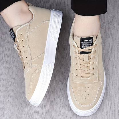Men's Plus Size Breathable Casual Sneakers - Versatile All-Season Green Skate Shoes with Soft PU/PVC Sole, Lace-Up, Round Toe Design for Business & Social Events