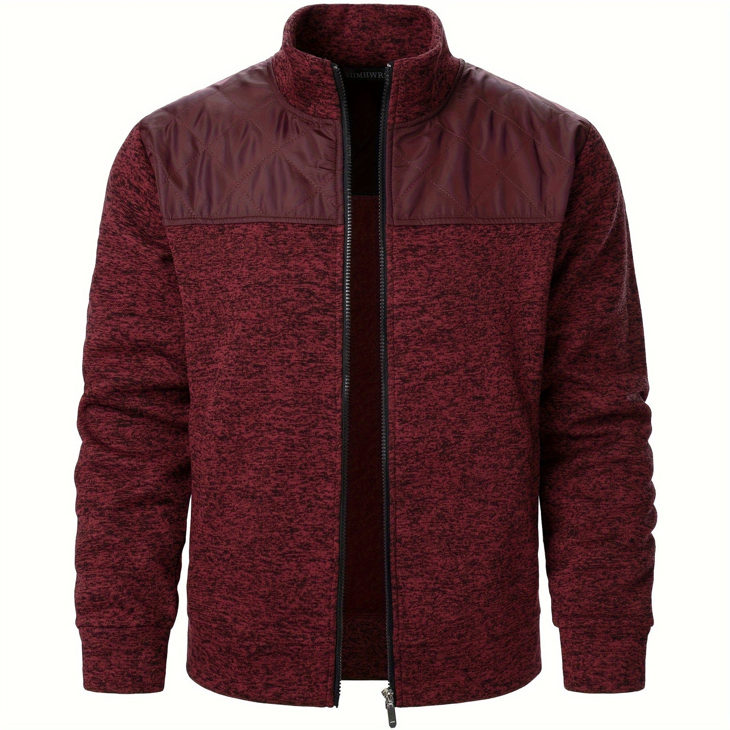 Men's Blocking Quilted Jacket For Spring And Autumn, Casual Stylish Outdoor Stand Collar Coat As Gift