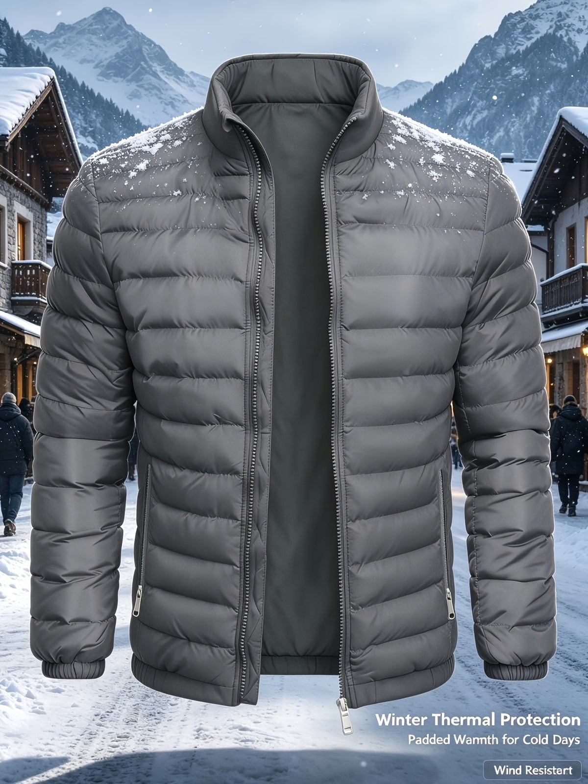 Men's Casual Stand Collar Zipper Jacket for Fall and Winter