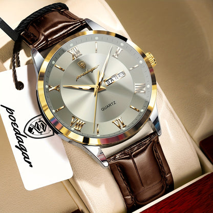 Men's Casual Quartz Watch with Luminous Dial & Date