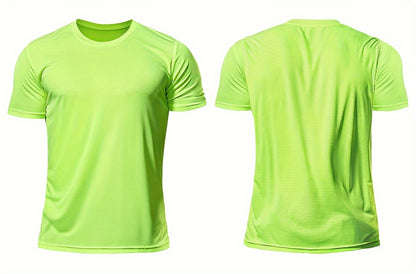 Տղամարդկանց պինդ սպորտային վերնաշապիկ, Active Breathable Short Mee Slim-fit Crew Neck Tee, Տղամարդու հագուստ բացօթյա համար