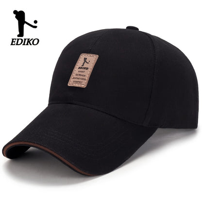 EDIKO Unisex Baseball Cap, 100%, Breathable Sun Protection Hat for Men & Women, Casual Outdoor Golf Cap, Woven, Hand Washable - Black