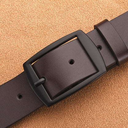 CKIRUV Men'S Elegant Faux Leather Belt with Alloy Buckle, Fashionable Business Casual Accessory, Ideal Valentine's/Mardi Gras/Campus Gift, Black