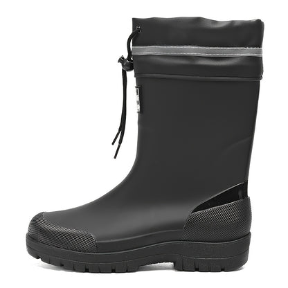 Men's Lightweight Rubber Rain Boots Casual Mid-Calf Style