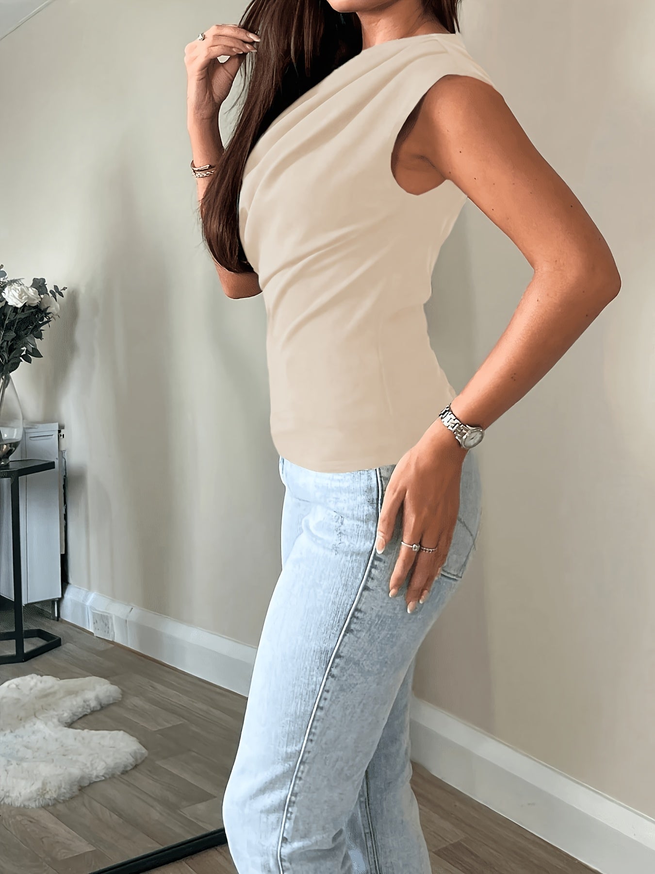 Slim Fit Off-Shoulder Casual Polyester Top for Women
