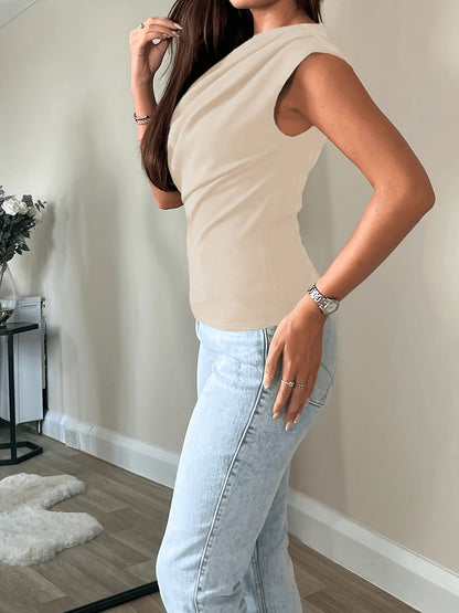 Slim Fit Off-Shoulder Casual Polyester Top for Women