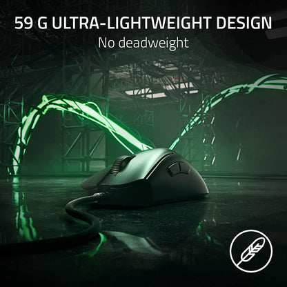 Razer Deathadder V3 Wired Gaming Mouse: 59G Ultra Lightweight - Focus Pro 30K Optical Sensor - Fast Optical Switches Gen-3-8K Hz Hyperpolling-6 Programmable Buttons -Ergonomic -Speedflex Cable- Black