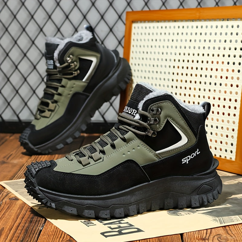 Men's Outdoor Hiking Shoes - Multi-Terrain Breathable Athletic Sneakers for Gym Training, High Elasticity Support & Anti-Slip Design, Lightweight and Warm Snow Sports Footwear