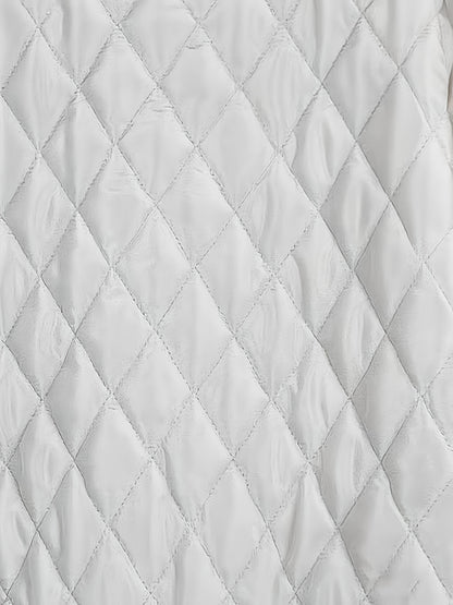 Women's Quilted Casual Jacket with Striped Collar for Fall/Winter