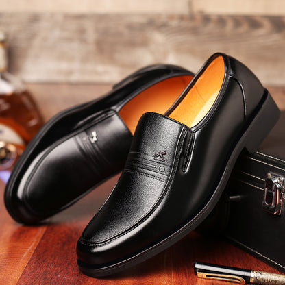 Men's Elegant PU Lace-Up Office Shoes All-Season Formal Footwear