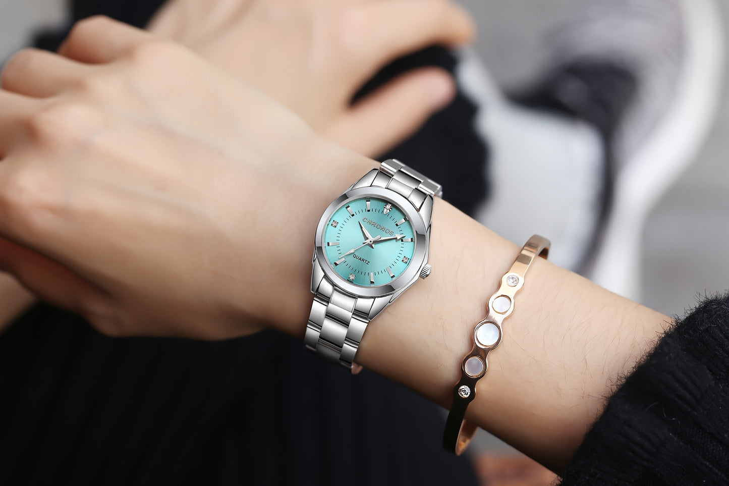 CHRONOS Women'S Fashionable Casual Quartz Watch Features a Stainless Steel Strap, Perfect for Business Elegance And Sophistication. This Exquisite And Compact Outdoor Sports Watch Is Ideal for Daily Wear And Outings, Making I
