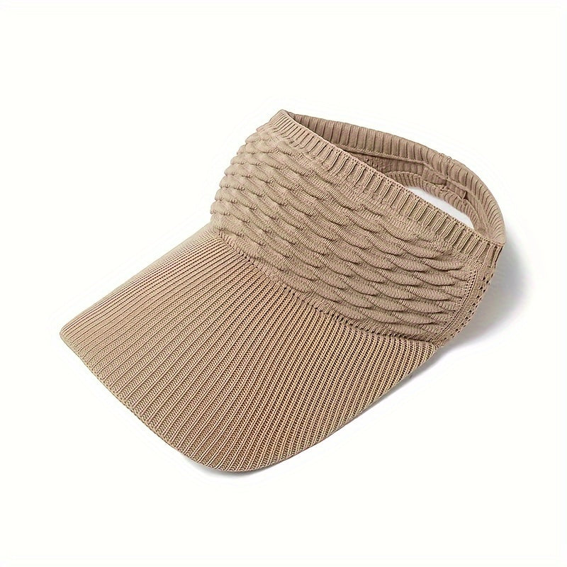 Casual Elastic Knitted Cap, Breathable Women's Empty Top Sunshade Hat For Outdoor Sports And Sun Protection