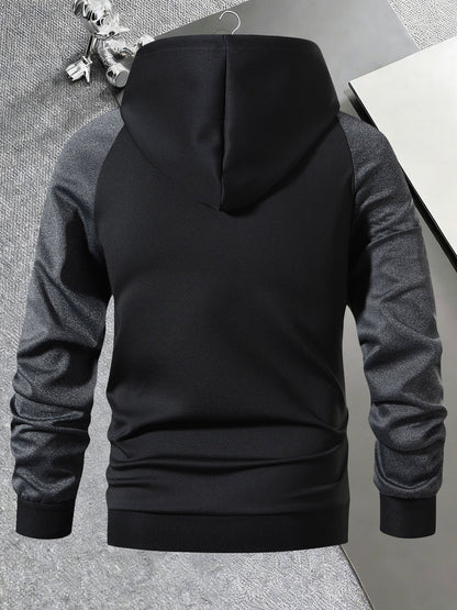 Men's Hooded Color-Block Jacket for Fall and Winter