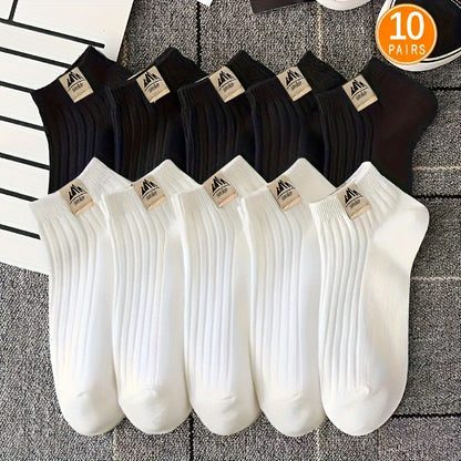5/10 Pairs of Men'S Fashionable Crew Socks - Anti-Odor, Comfortable, Breathable, Suitable for All Seasons