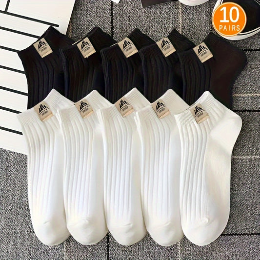 5/10 Pairs of Men'S Fashionable Crew Socks - Anti-Odor, Comfortable, Breathable, Suitable for All Seasons