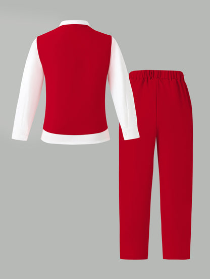 Boys' Slim Fit Formal Vest and Pants Set for Spring Summer