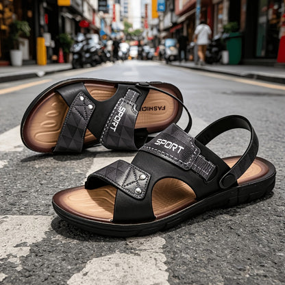 Men's Adjustable Strap Slip-On Sandals with Thick Sole