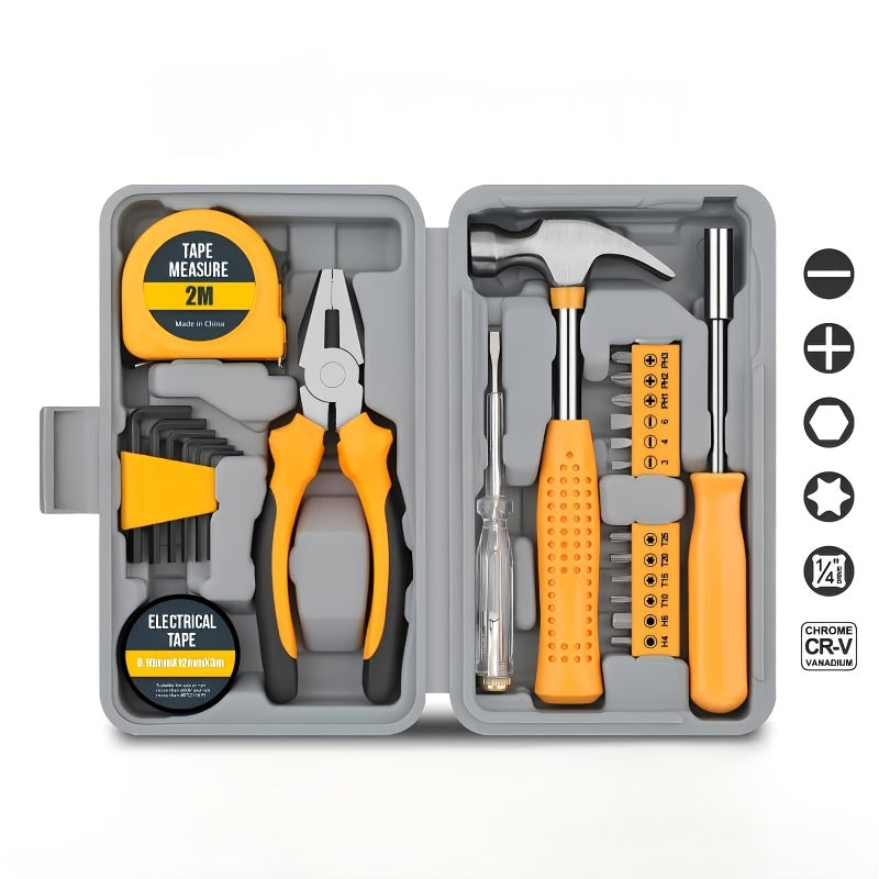 40/24pcs Household Tool Set, Multifunctional Complete Set of Combined Hardware Tools, Daily Tool Box, Home Maintenance, Steel Material, with Screwdriver, Pliers, Wrench, and More, for Home and Car Use, Home Maintenance Tools