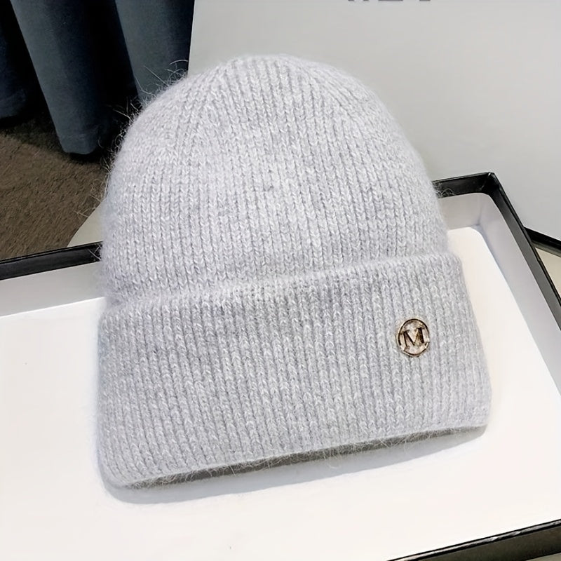 Women’s Warm Embroidered Acrylic Winter Hat, Thick Knit Cap