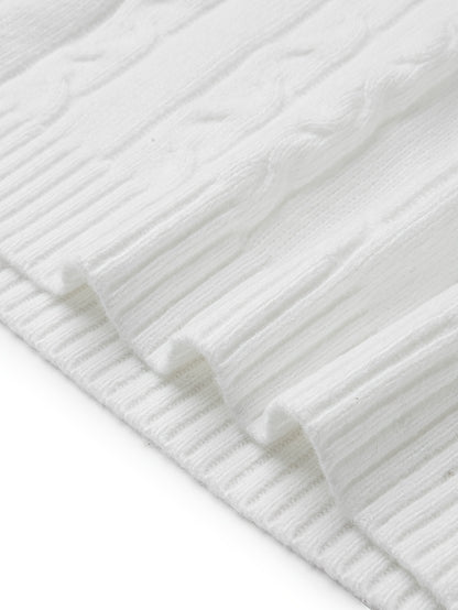 Men's Slim-Fit Cable Knit Sweater - Winter Warm Pullover with Geometric Corduroy Clasp (Adjustable Rope), Round Neck Long Sleeve Casual Sweating for Fall/Winter Layering - Hand Washable Knitwear for Smart-Casual Outfits (Not