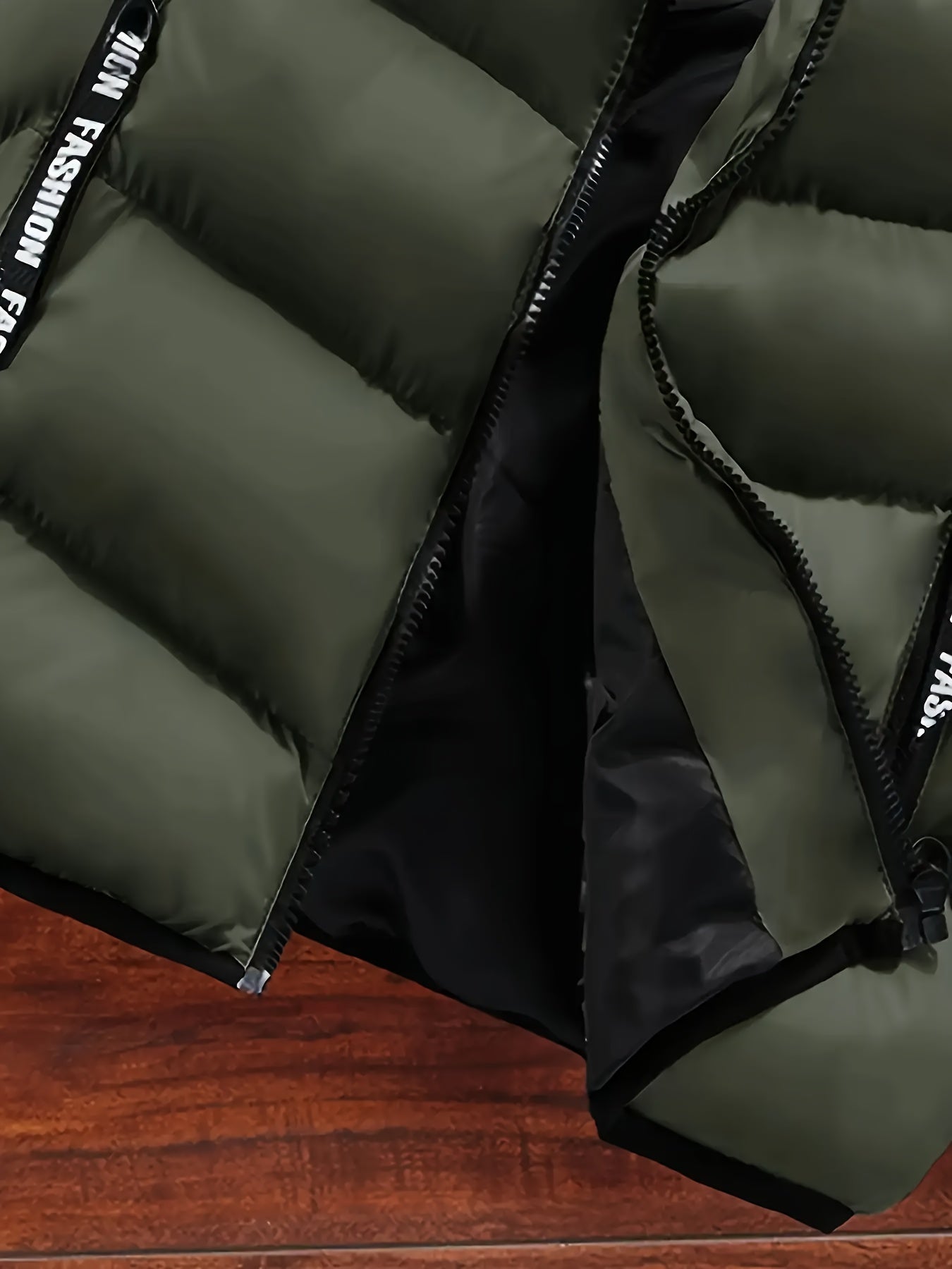 Men's Thickened Polyester Warm Vest with Full-Zip and Stand Collar