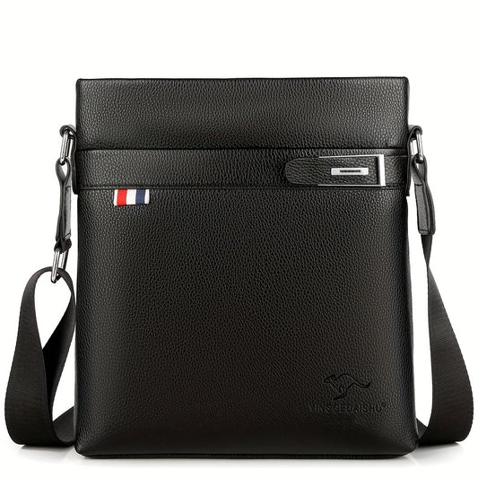 Men'S Stylish Black Crossbody Bag with Adjustable Strap, Multiple Compartments  Zipper Closure - Lightweight for Daily Commute, Travel, and Work Trips, Travel Bag, Versatile Shoulder Bag, Textured Finish
